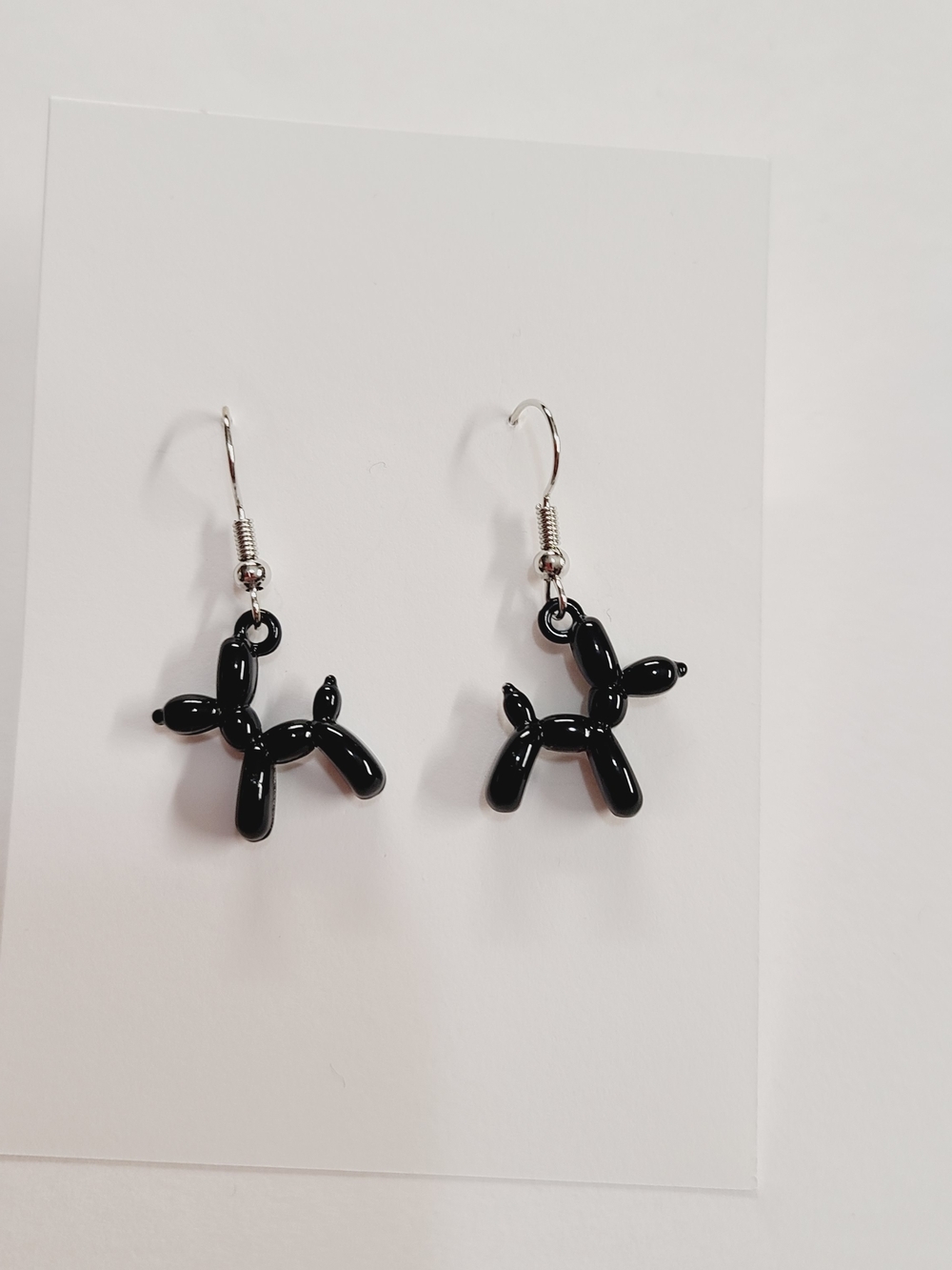 Balloon Dog Drop Earrings - Black